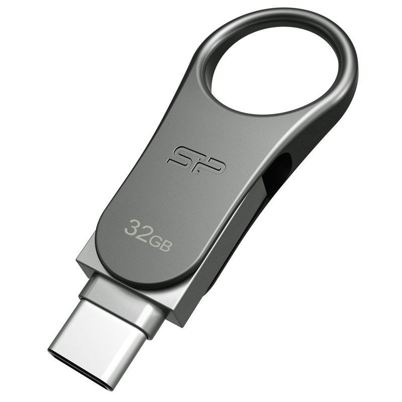Flash USB Silicon Power Mobile C80 32 GB, USB-C / USB 3.2 Gen 1 - stříbrný