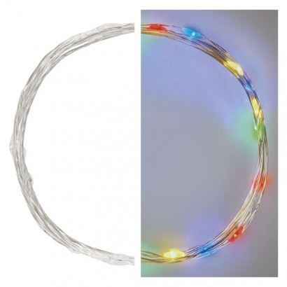 LED vánoční nano řetěz, 1,9 m, 2x AA, vnitřní, multicolor, časovač D3AM04