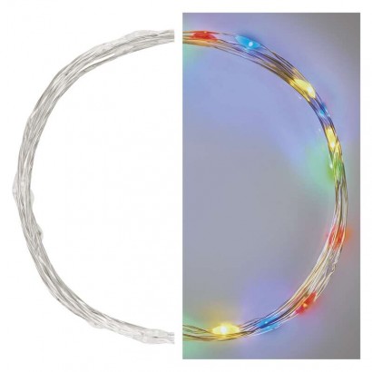 LED vánoční nano řetěz, 1,9 m, 2x AA, vnitřní, multicolor, časovač, 1550034003
