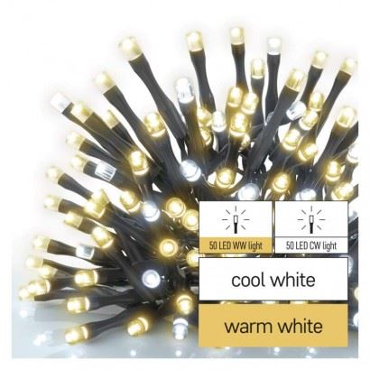 Standard LED spojovací vánoční řetěz, 10 m, venkovní, teplá/studená bílá D1AN01