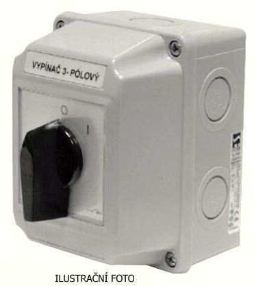 AMPERE SPÍNAČ VAČKOVÝ LK32R/2.8211 OB2 3F 0-1 32A V KRYTU S320204