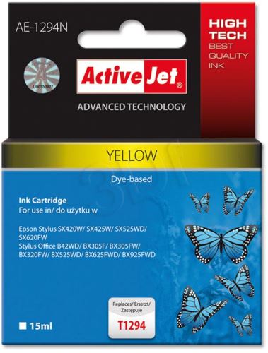 ActiveJet ink cartr. Eps T1294 Yellow SX525/BX320/BX625 100% NEW     AE-1294