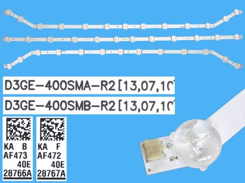 LED podsvit sada Samsung 40H celkem 3 pásky 760mm / D-LED 2ks type-A D3GE-400SMA-R2 + 1ks 