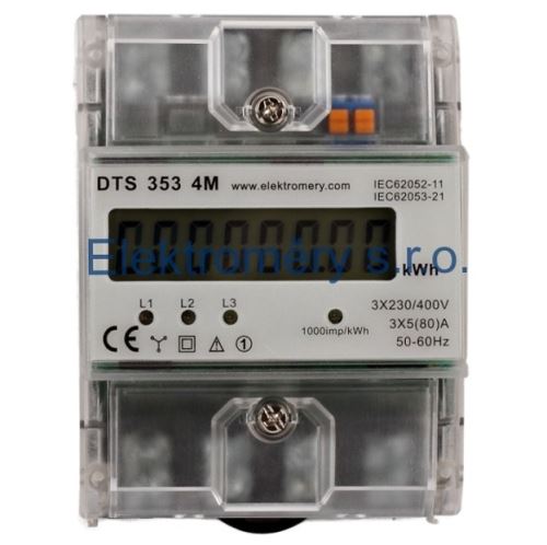 EM ELEKTROMĚR DTS 353 5-80A 4M LCD 1000 IMP./KWH