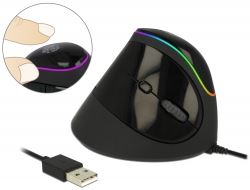 Delock Ergonomická vertikální USB myš - osvětlení RGB
