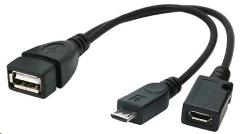 GEMBIRD CABLEXPERT Kabel USB AF/micro BM + micro BF, OTG + dobíjení, 15cm, pro tablety a s