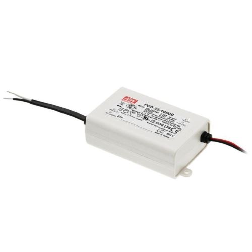 MEANWELL ZDROJ PRO LED PCD-25-1050B 25W VSTUP 180-295V AC VÝSTUP 1050MA 16-24V 90452