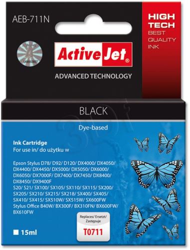 ActiveJet inkoust Epson T0711 D78/DX6000/DX6050 Black, 15 ml     AEB-711