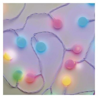 LED světelný cherry řetěz – kuličky 2,5 cm, 4 m, venkovní i vnitřní, multicolor, časovač D5AM01