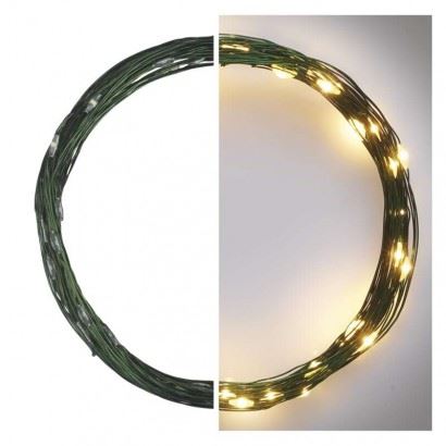 LED vánoční nano řetěz zelený, 4 m, venkovní i vnitřní, teplá bílá, časovač D3AW03