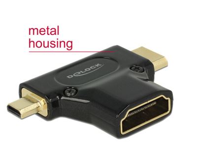 Delock Adapter High Speed HDMI with Ethernet – HDMI-A female > HDMI Mini-C male + Micro-D 