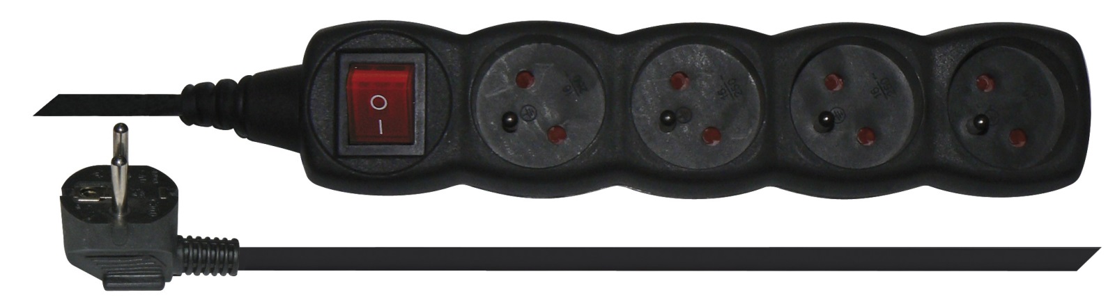 Prodlužovací kabel 3 m / 4 zásuvky / s vypínačem / černý / PVC / 1 mm2, 1902340300