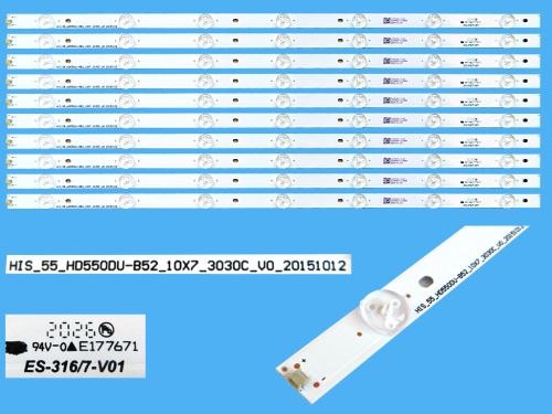 LED podsvit 559mm sada Hisense celkem 10 pásků / LED Backlight 559mm - 7 D-LED HIS-55-HD55