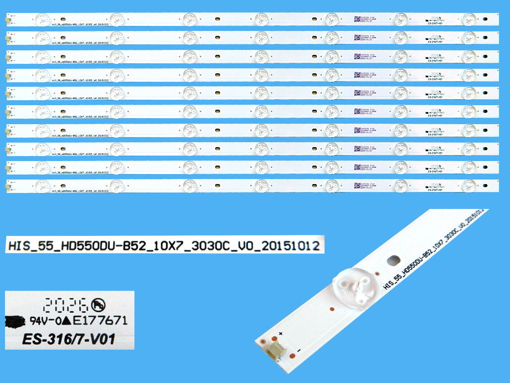 LED podsvit 559mm sada Hisense celkem 10 pásků / L