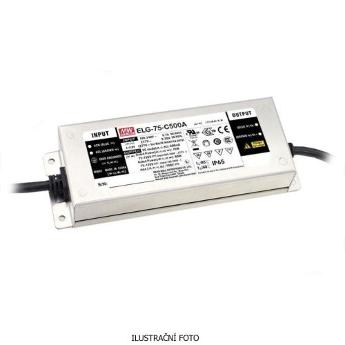 MEANWELL ZDROJ PRO LED ELG-75-C1400A 75W VSTUP 100-305V AC, 142-431V DC VÝSTUP 1400MA 27-5