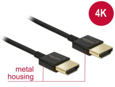 Delock Kabel High Speed HDMI s Ethernetem - HDMI-A samec > HDMI-A samec 3D 4K 1 m Slim Pre