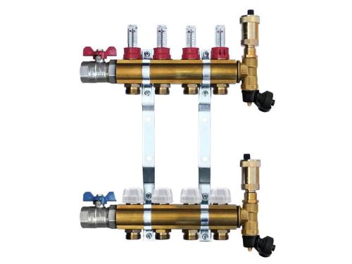 Mosazný rozdělovač s automatickým odvzdušněním - 4 cestný