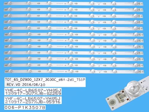 LED podsvit 632mm sada Thomson celkem 12 kusů / DLED Backlight 7DLED, T0T_65D2900_12x7_303