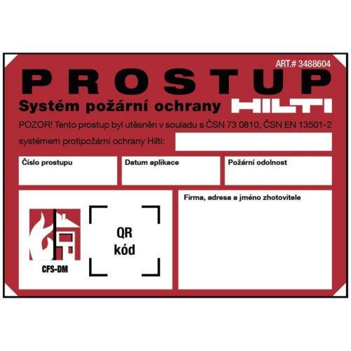 HILTI ŠTÍTEK PROTIPOŽÁRNÍ