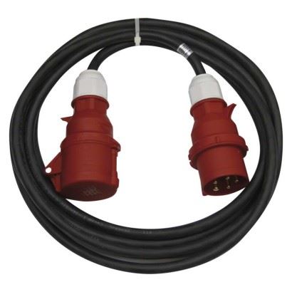 3 fázový venkovní prodlužovací kabel 10 m / 1 zásuvka / černý / guma / 400 V / 2,5 mm2 PM0902