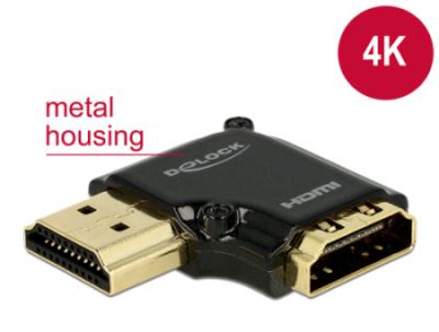 Delock Adaptér High Speed HDMI s Ethernetem – HDMI-A samice > HDMI-A samec 4K 90° pravoúhl