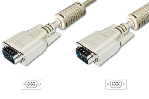 Digitus Připojovací kabel monitoru VGA, HD15 M/M, 20 m, 3Coax/7C, 2xferit, be