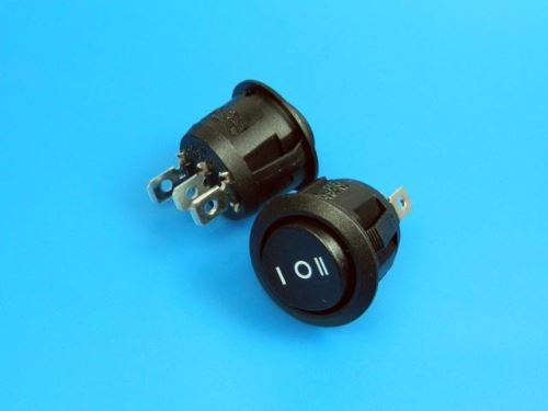 Vypínač kolébkový kulatý  SCI R13-112I-BB-7D      černý (ON)-OFF-(ON)
