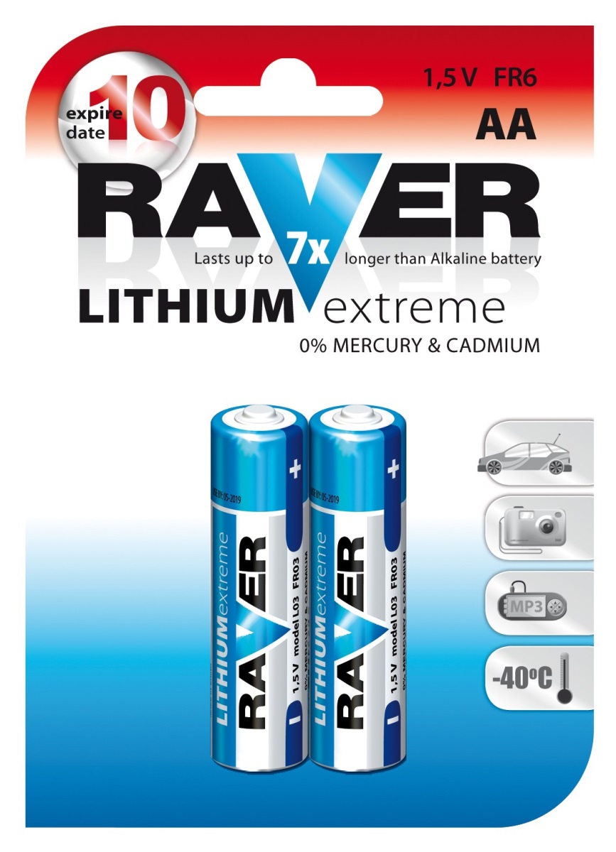 Baterie RAVER FR6 (AA) lithiová blistr, B7821