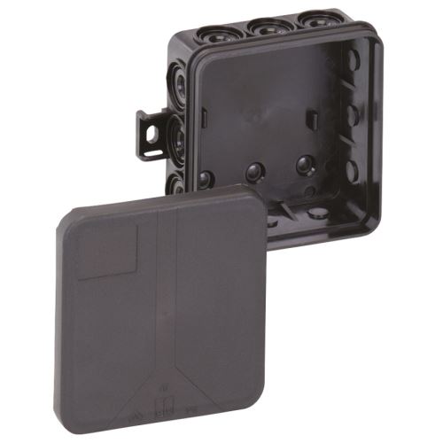 SPE I 12 - L/SW KRABICE NA OM. PRÁZDNÁ 85X85X37 MM IP55 ČERNÁ S ÚCHYTY 33221201