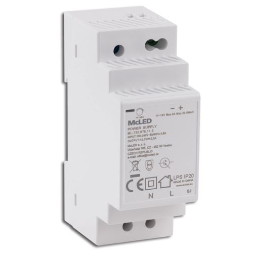 MCLED ZDROJ NAPÁJ. 24W DC12V/2A IP20 NA DIN LIŠTU ML-732.078.11.0