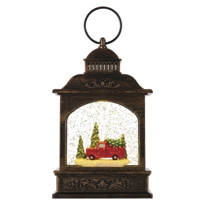 LED dekorace – vánoční lucerna s autíčkem, 21 cm, 3x AA, vnitřní, teplá bílá, časovač, 1550000125
