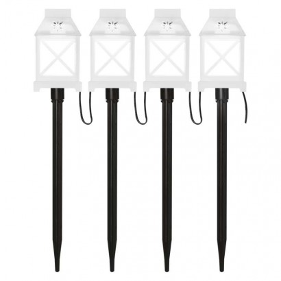 LED dekorace – zapichovací lucerny bílé, venkovní i vnitřní, studená bílá, 1550002030