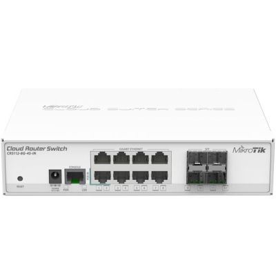 MikroTik RouterBOARD CRS112-8G-4S-IN with QCA8511, 128MB, 8xGLAN, 4xSFP, OS L5, desktop ca