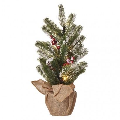 LED vánoční stromek zasněžený, 52 cm, 3x AA, vnitřní, teplá bílá, časovač DCTW04