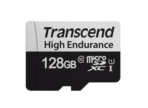 Transcend 128GB microSDXC 350V UHS-I U1 (Class 10) High Endurance paměťová karta, 95MB/s R