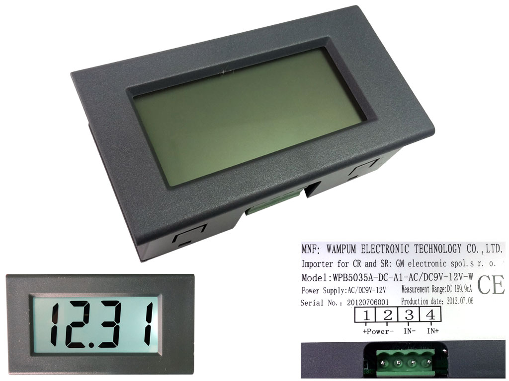 Měřidlo digitální panelové 0-199,9uA DC, LCD displ