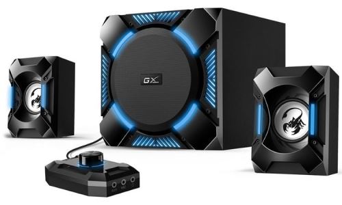 Genius repro GX GAMING SW-G2.1 1200 , Reproduktory, herní, 2.1, 36W, modré podsvícení, čer