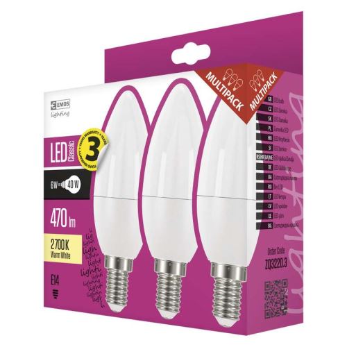 LED žárovka Classic svíčka / E14 / 5 W (40 W) / 470 lm / teplá bílá ZQ3220.3