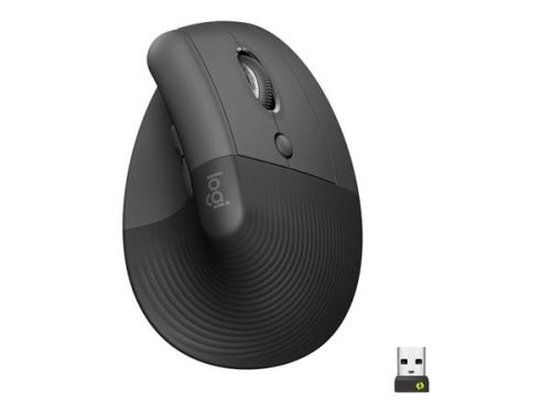 Logitech Lift Vertical Ergonomic Mouse - Grafitová, 400-4000dpi, 6 tlačítek, bluetooth, lo
