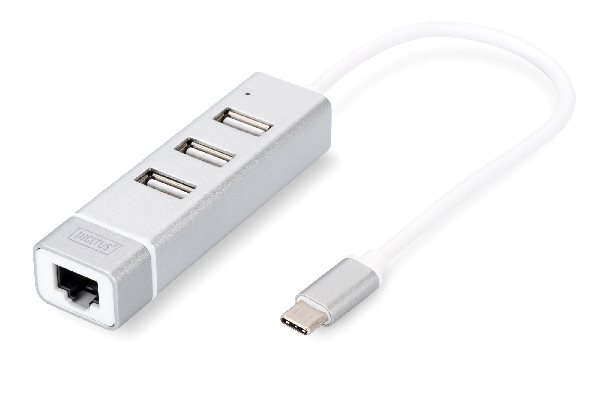 DIGITUS USB 2.0 3-Port Hub & Rychlý Ethernet LAN A
