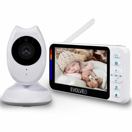 EVOLVEO Baby monitor N4, dětská chůvička, audio i video přenos, noční režim, hlídání teplo