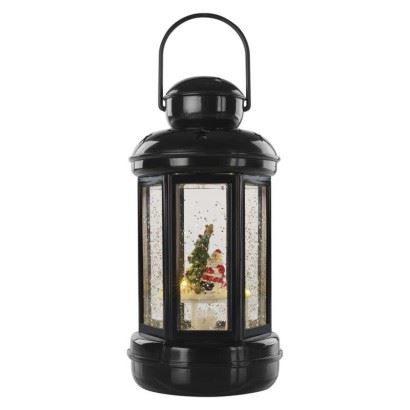 LED dekorace – vánoční lucerna se Santou, 20 cm, 3x AAA, vnitřní, teplá bílá, časovač, DCL