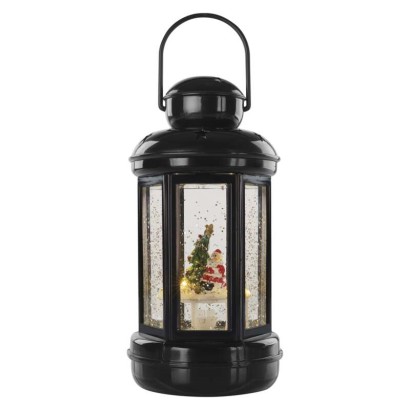 LED dekorace – vánoční lucerna se Santou, 20 cm, 3x AAA, vnitřní, teplá bílá, časovač, 1550000109