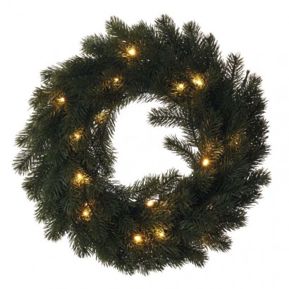 LED vánoční věnec, 40 cm, 2x AA, vnitřní, teplá bílá, časovač, 1550000037