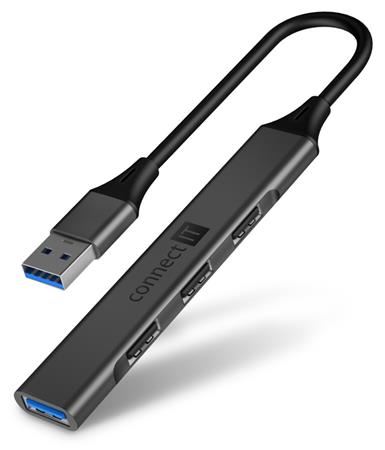 CONNECT IT USB-A hub, (1xUSB-A 3.0, 3xUSB-A 2.0), externí, ANTRACITOVÝ
