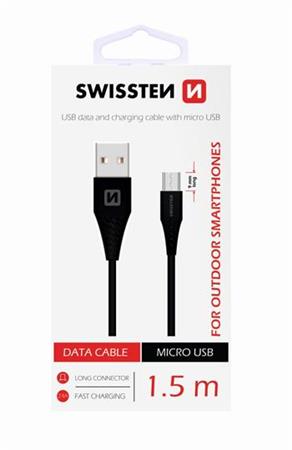 SWISSTEN DATA CABLE USB / MICRO USB 1,5 M ČERNÝ (9