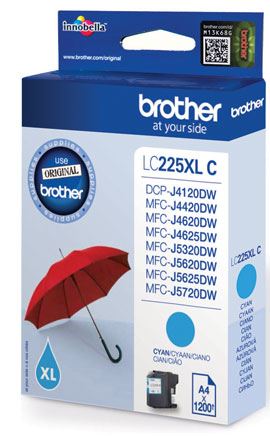 Brother LC-225XLC (inkoust cyan, 1 200 str.@ 5%  draft)