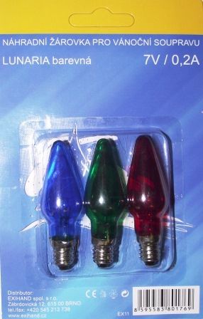 Blistr 4 žárovky Lunaria barevná 7V/0,2A