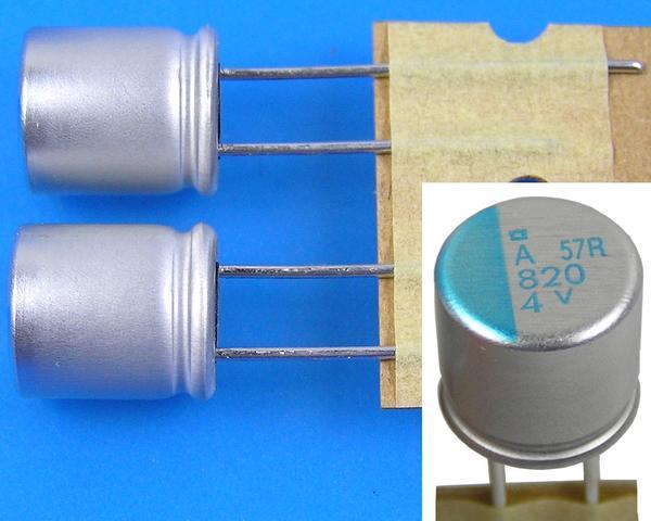 820uF/4V - 105°C Nippon PSA kondenzátor elektrolytický polymerový, super low ESR, high ri