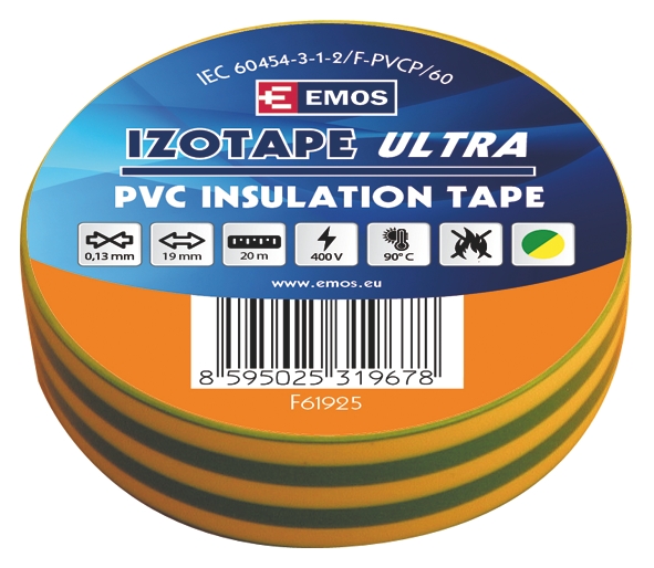 Izolační páska PVC 19mm / 20m zelenožlutá, 2001192050